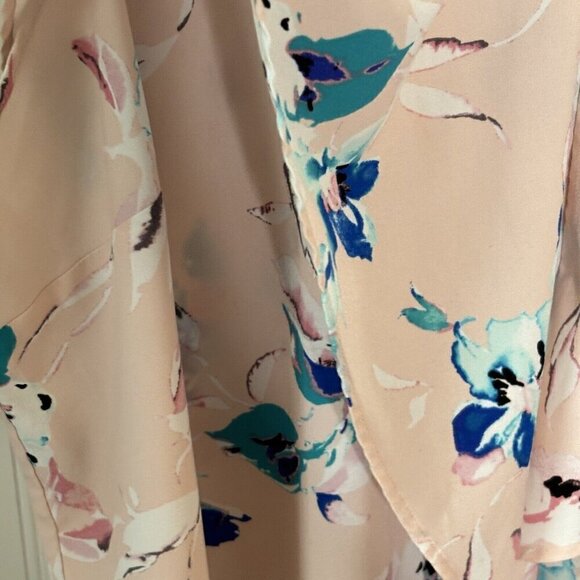 Lane Bryant Pink Floral Flutter Sleeve Cascading Ruffle Front Size 26 Top Shirt - Picture 5 of 12